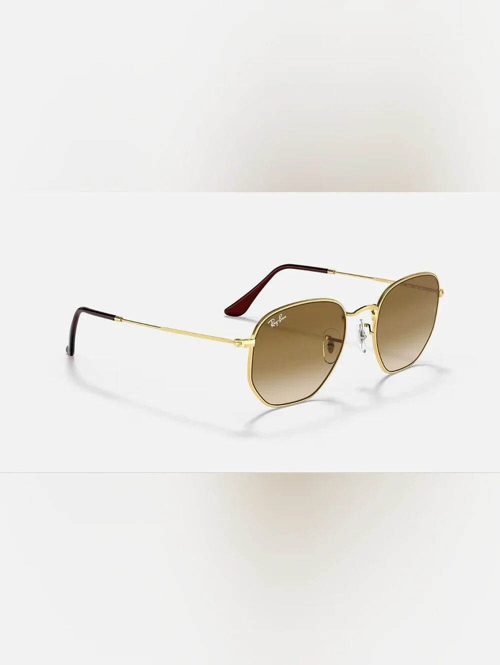 Ray-Ban Hexagonal Gold Brown Polarized Sunglasses 51-21